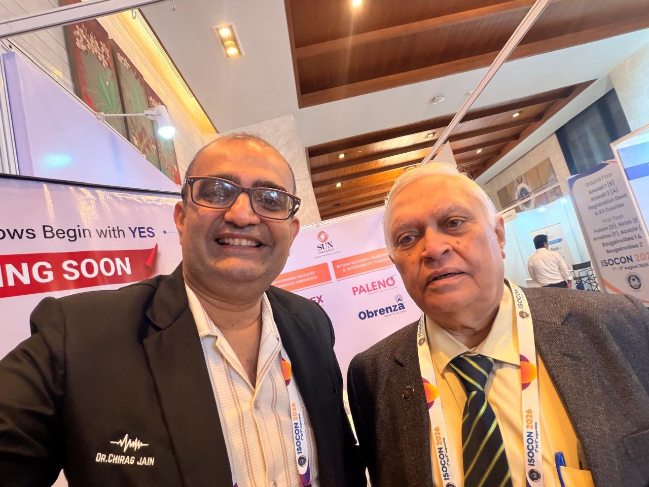 Dr. Chirag B. Jain with Dr. P.S. Gopinath at ISOCON 2026, during a professional and academic interaction at the conference.